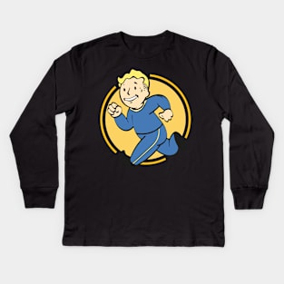 Vault boy running Kids Long Sleeve T-Shirt